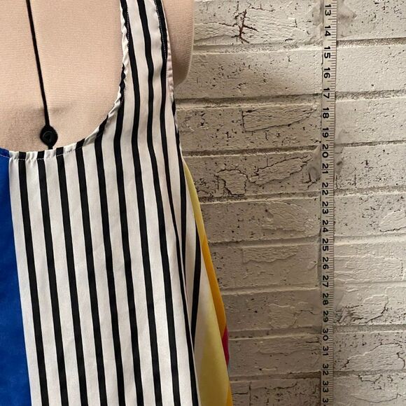 Umgee Loose Fit Colorful Blouse Tank Top Large Striped Blue White - Picture 4 of 11
